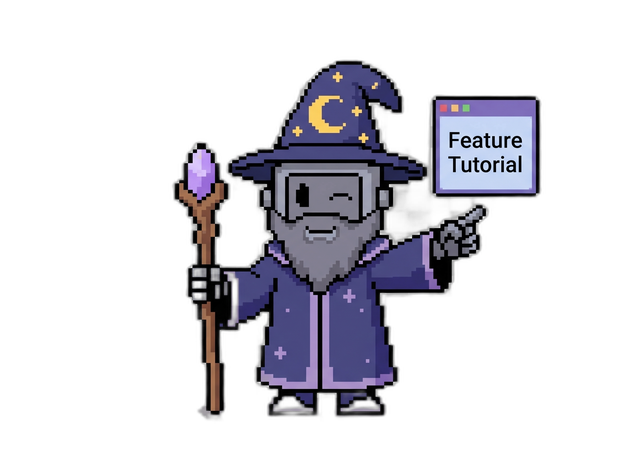 Merlin pointing at a tutorial callout